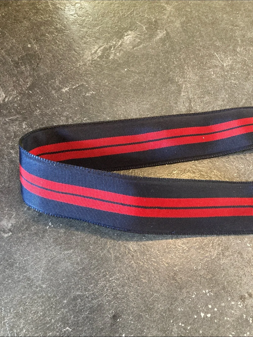 Men J Crew blue red striped adjustable belt size XL